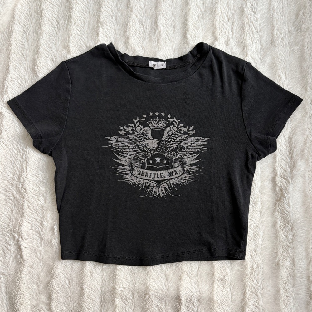 Garage Stormi Baby Tee Cropped Eagle Graphic "Seattle Washington" T-Shirt XS